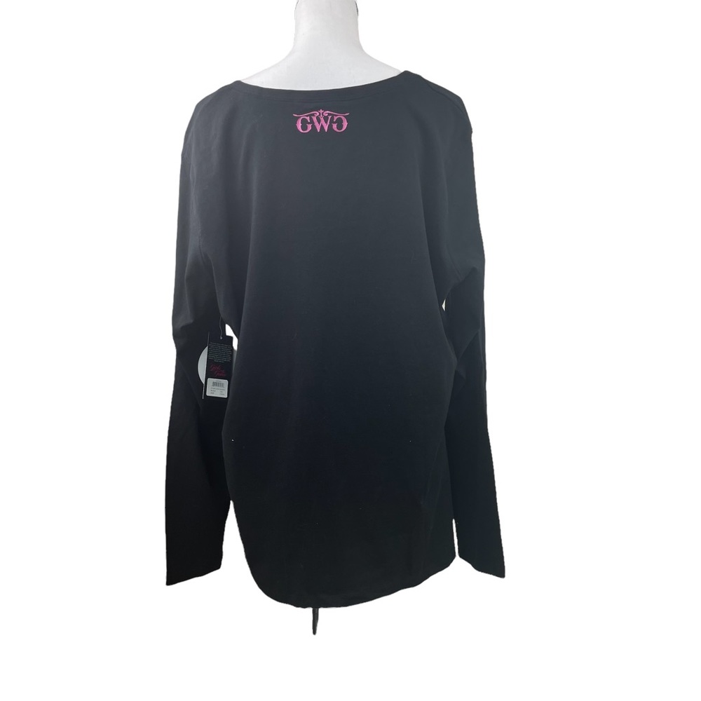 NWT Girls with Guns Black & Pink Long Sleeve V- Neck Tee Plus Size 2XL - Picture 3 of 11